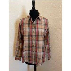 Southern Lady Button Up Long Sleeve Plaid Shirt - Sz M